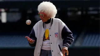 Maybelle Blair, 98, Throws Ceremonial First Pitch at Women’s Professional Baseball League Exhibition